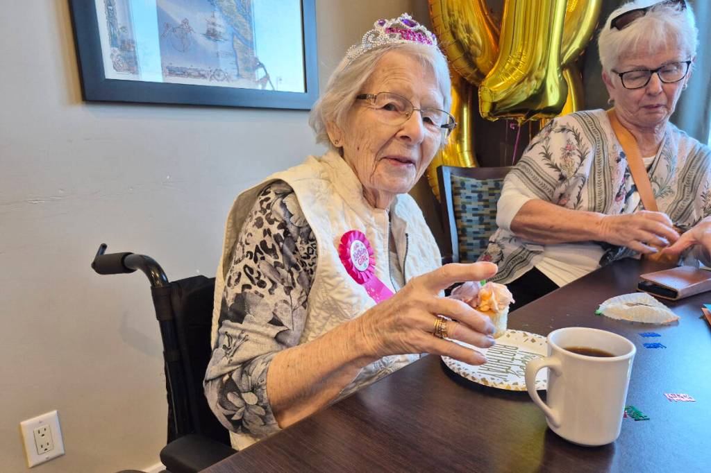 Irene Stratton (left) turned 100 on Thanksgiving Monday, Oct. 13. (Roger Knox - Morning Star)
